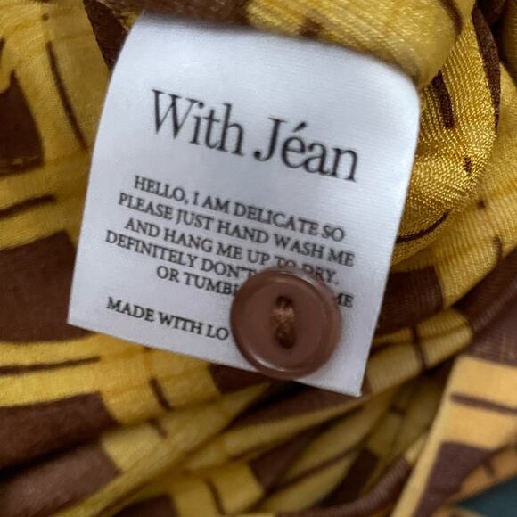 With Jean Andy Long Sleeve Button Front Check Dress Yellow XS Clueless Y2K - Picture 12 of 15